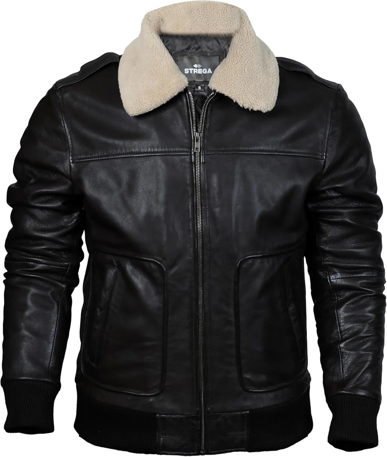 Mens leather jacket Genuine Lambskin Bomber Jacket men Brown with Removable Sherpa Collar– Premium Leather jacket men