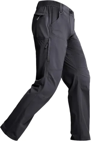 Mens Lightweight Hiking Pants Flex Cargo Work Tactical Nylon Stretch Waterproof Quick Dry Fishing Outdoor Travel 6 Pockets