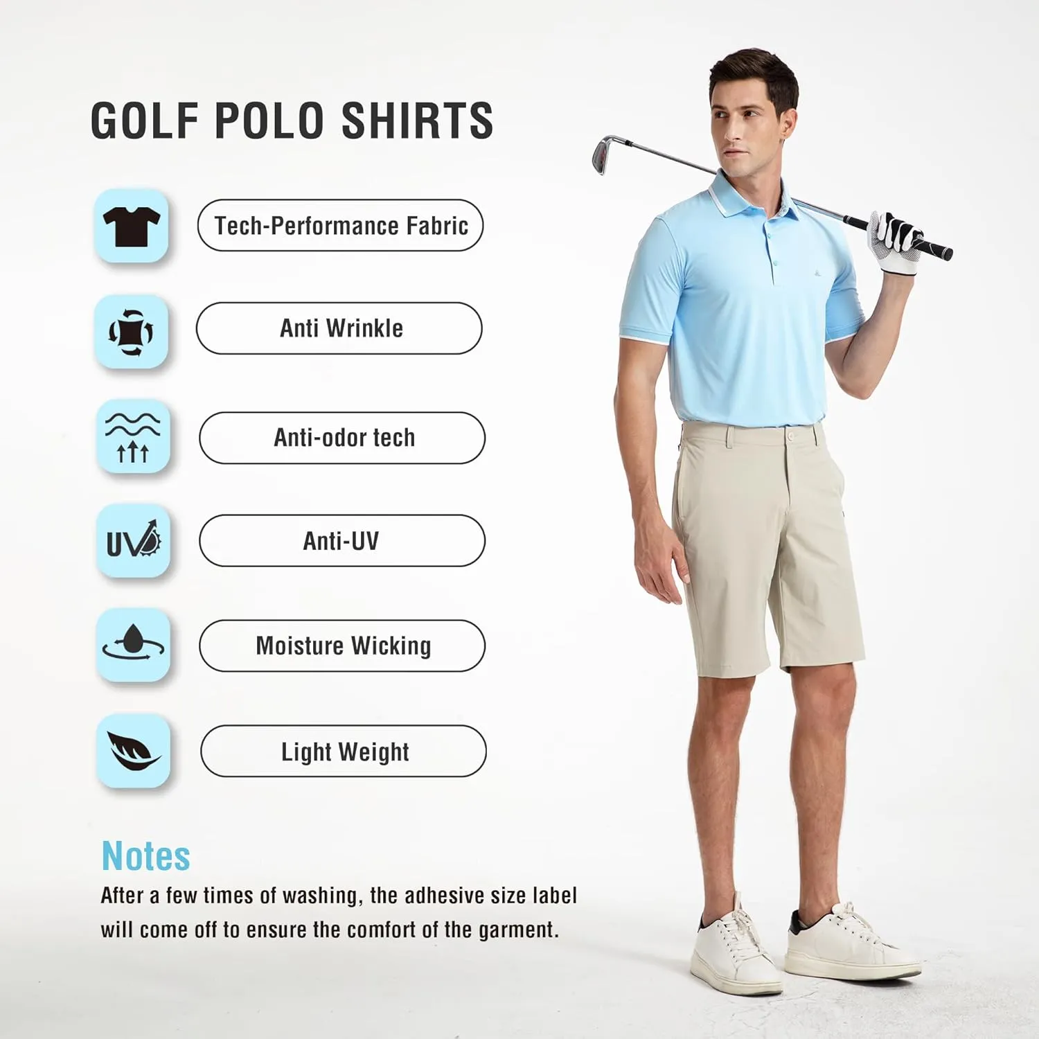 Men's Premium Golf Polo – Silky Tech Nylon, Cooling, UV-Resistant, Quick-Dry Athletic Shirt for Golf, Tennis