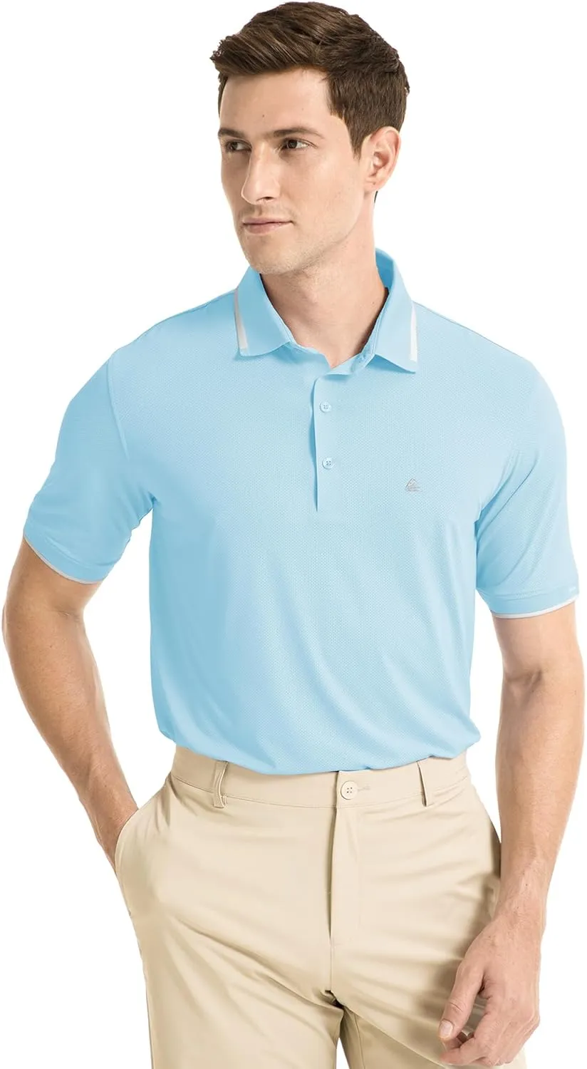 Men's Premium Golf Polo – Silky Tech Nylon, Cooling, UV-Resistant, Quick-Dry Athletic Shirt for Golf, Tennis