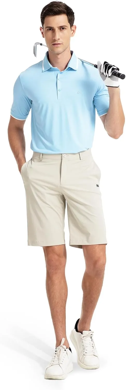 Men's Premium Golf Polo – Silky Tech Nylon, Cooling, UV-Resistant, Quick-Dry Athletic Shirt for Golf, Tennis