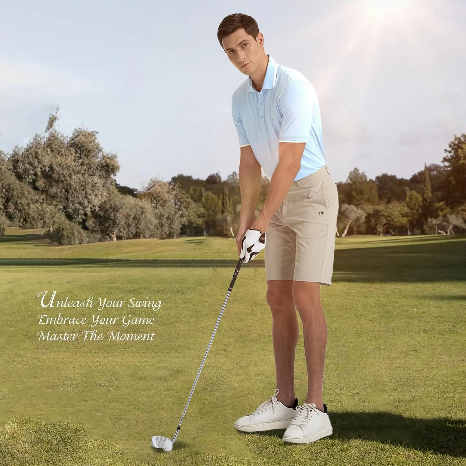 Men's Premium Golf Polo – Silky Tech Nylon, Cooling, UV-Resistant, Quick-Dry Athletic Shirt for Golf, Tennis