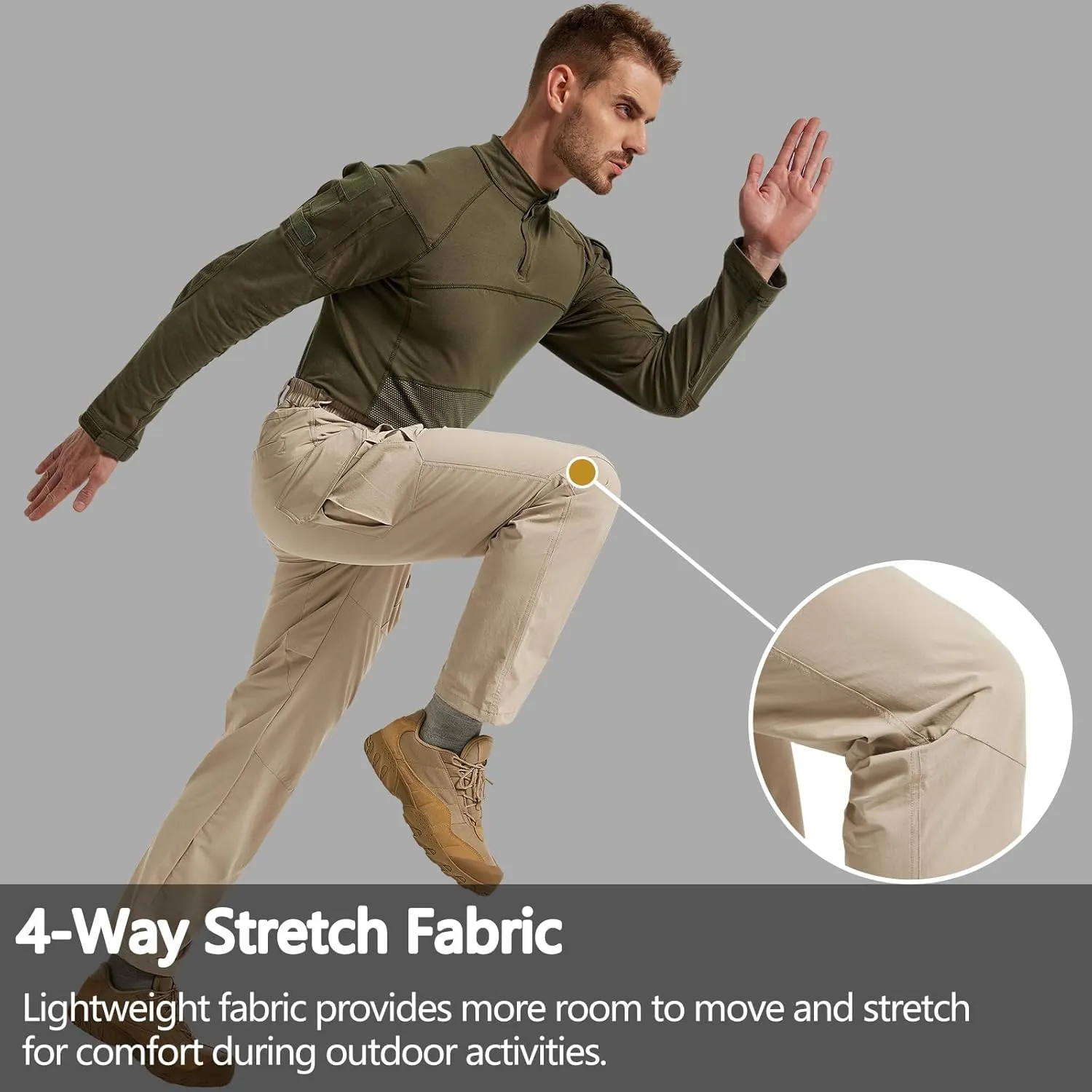 Men's Quick Dry Cargo Pants Water Resistant Tactical Pants Lightweight Stretch Outdoor Work Hiking Pants