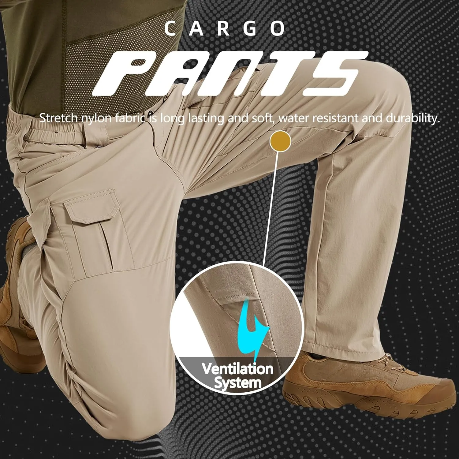 Men's Quick Dry Cargo Pants Water Resistant Tactical Pants Lightweight Stretch Outdoor Work Hiking Pants
