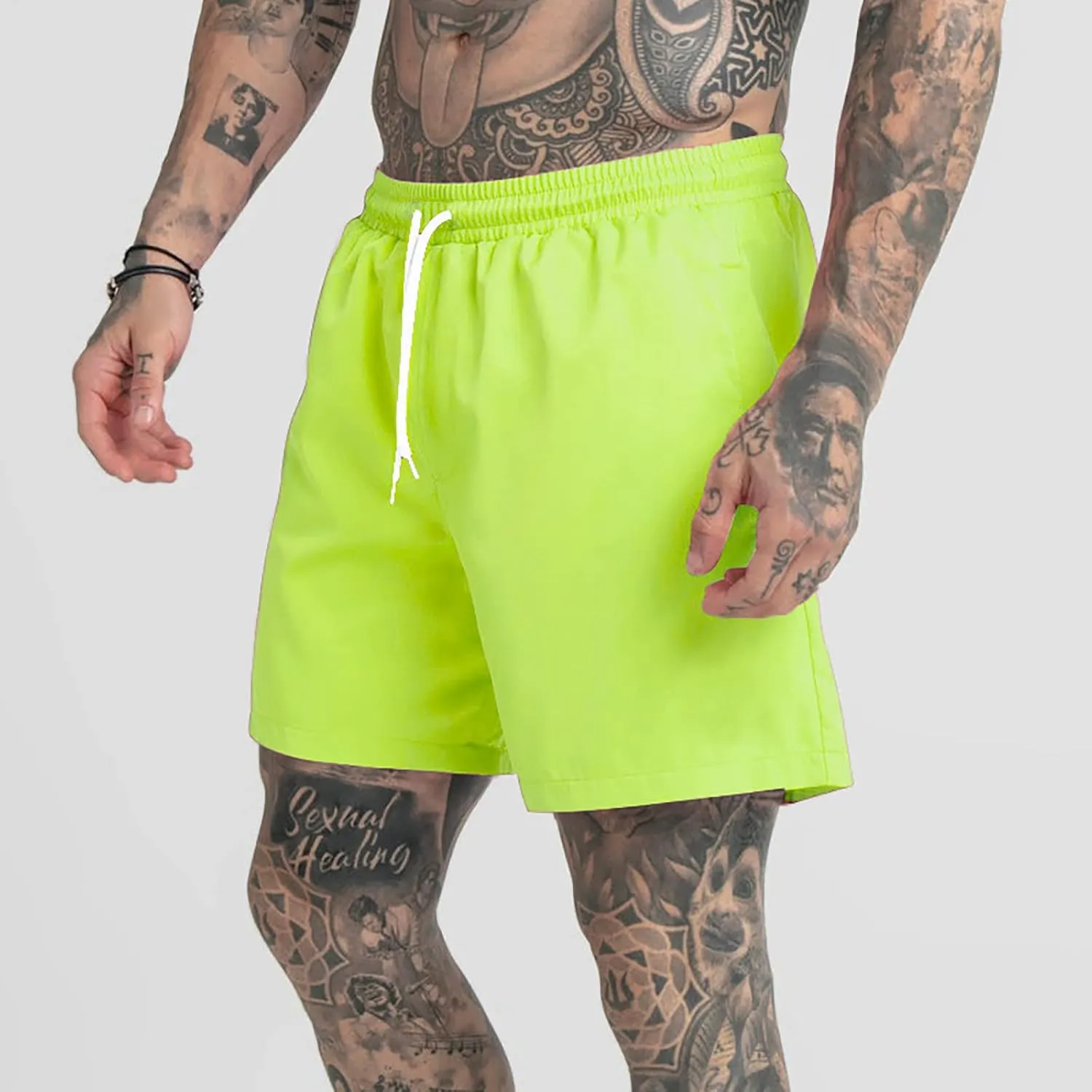 Men's Swim Trunks Quick Dry Shorts Summer Black Elastic Waist Casual Board Beach Vacation Outfits Swimwear Bathing