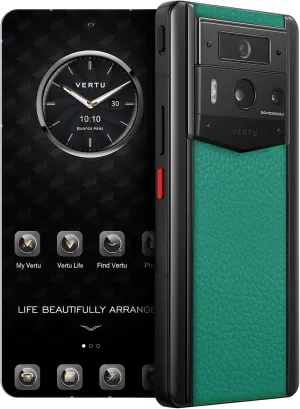 METAVERTU 2 Calfskin 5G AI Phone, Unlocked Android Web 3.0 Smartphone, 3 Systems, 50MP Camera, 120Hz 1.5K 1260×2800 AMOLED Display, Dual SIM, 65W Fast Charge (Verona Green, 512 GB)