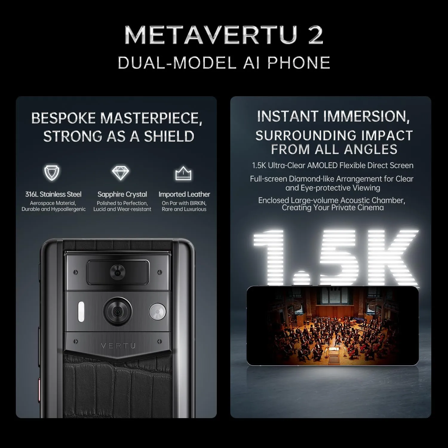 METAVERTU 2 Calfskin 5G AI Phone, Unlocked Android Web 3.0 Smartphone, 3 Systems, 50MP Camera, 120Hz 1.5K 1260×2800 AMOLED Display, Dual SIM, 65W Fast Charge (Verona Green, 512 GB)