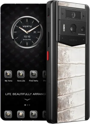 METAVERTU 2 Himalaya Alligator Skin 5G AI Phone, Unlocked Android Web 3.0 Smartphone, 3 Systems, 50MP Camera, 120Hz 1.5K 1260×2800 AMOLED Display, Dual SIM, 65W Fast Charge - Black (512, GB)