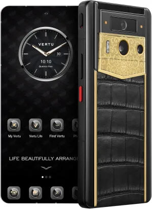 METAVERTU 2 Luxury Custom Made - 18K Gold Lotus Cluster with Alligator Skin Web3 AI Phone - Black (512, GB)