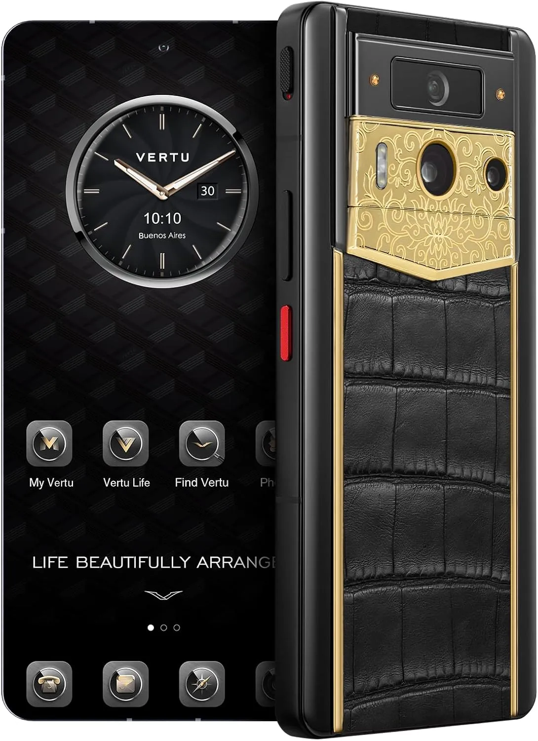 METAVERTU 2 Luxury Custom Made - 18K Gold Lotus Cluster with Alligator Skin Web3 AI Phone - Black (512, GB)