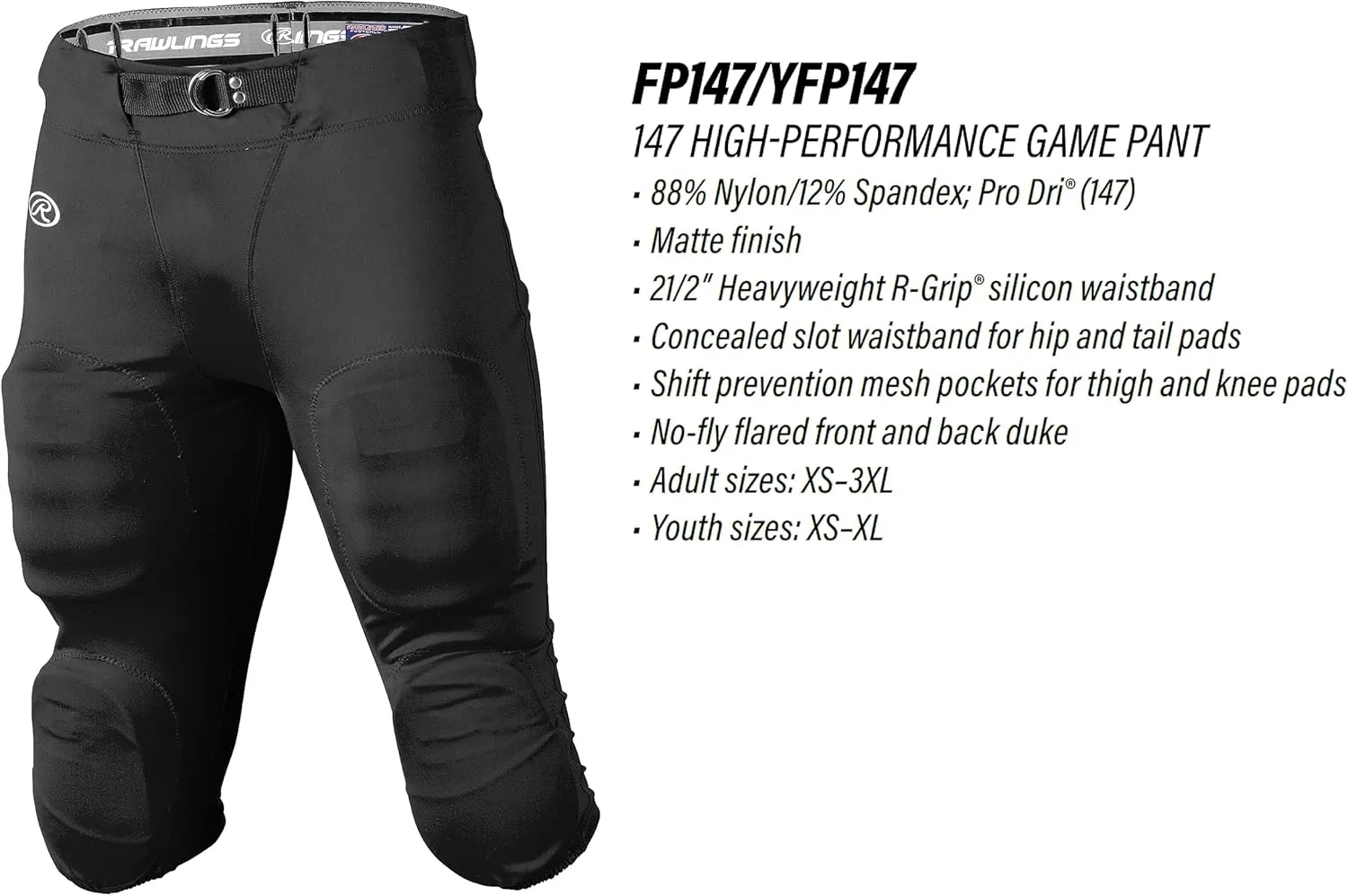 Miken Rawlings | Fp147 High Performance Football Pants | Practice/Game Use | Youth Sizes | Multiple Colors