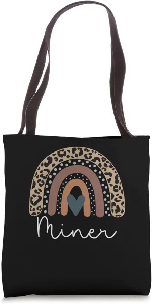Miner Cute Leopard Boho Rainbow for Team Miner Squad Tote Bag