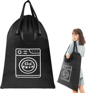 MissBoy X-Large Laundry Bag with Tear Resistant Fabric and Handles, Nylon Dirty Clothes Organizer, Water-resistant, Portable, for Trips, Camping, Laundry Hampers (Black)