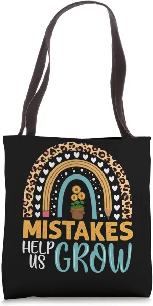 Mistakes Help Us Grow Teacher Boho Rainbow Tote Bag