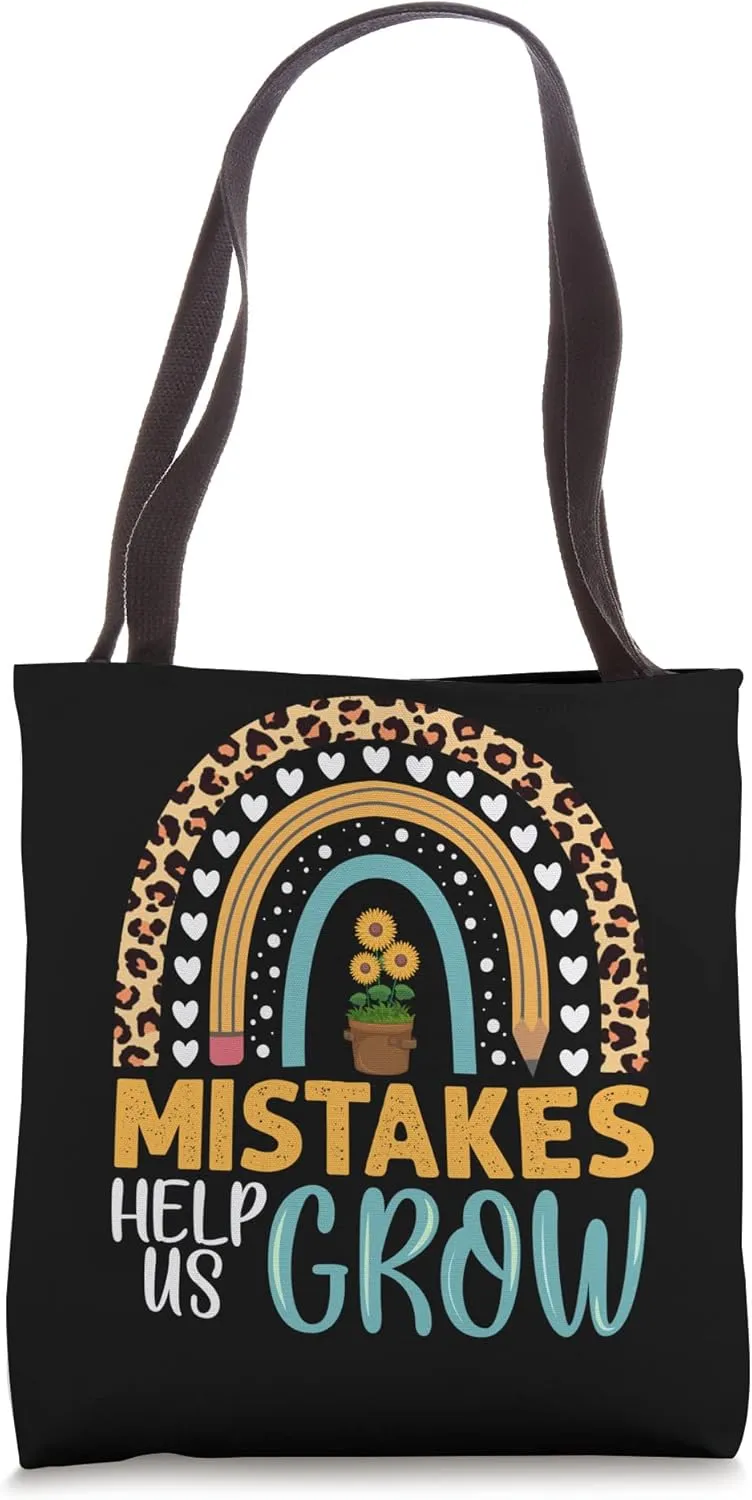 Mistakes Help Us Grow Teacher Boho Rainbow Tote Bag