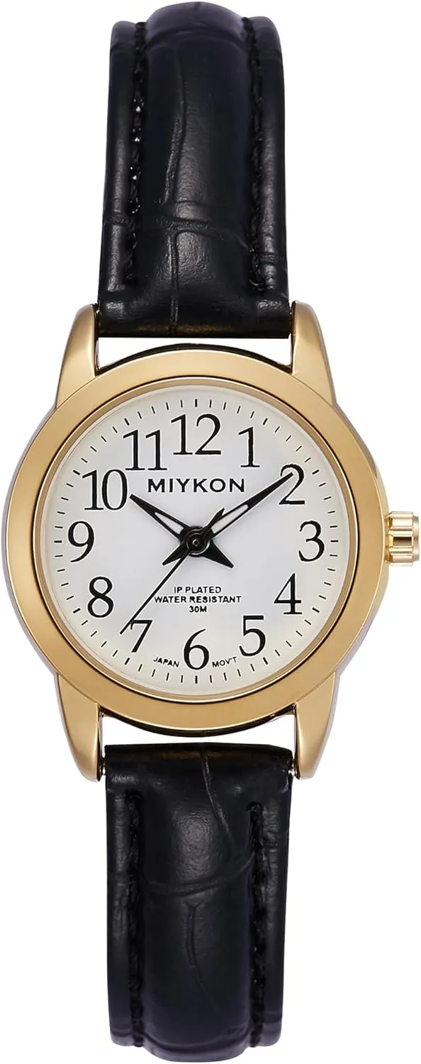 Miykon Ladies Watches for Women | Dainty Small Analog Watch Women with Vegan Leather Band | Ion Polished, Luminous Hands and Second Hand, Scratch Resist Glass, Japanese Quartz, 100ft Water Resistant
