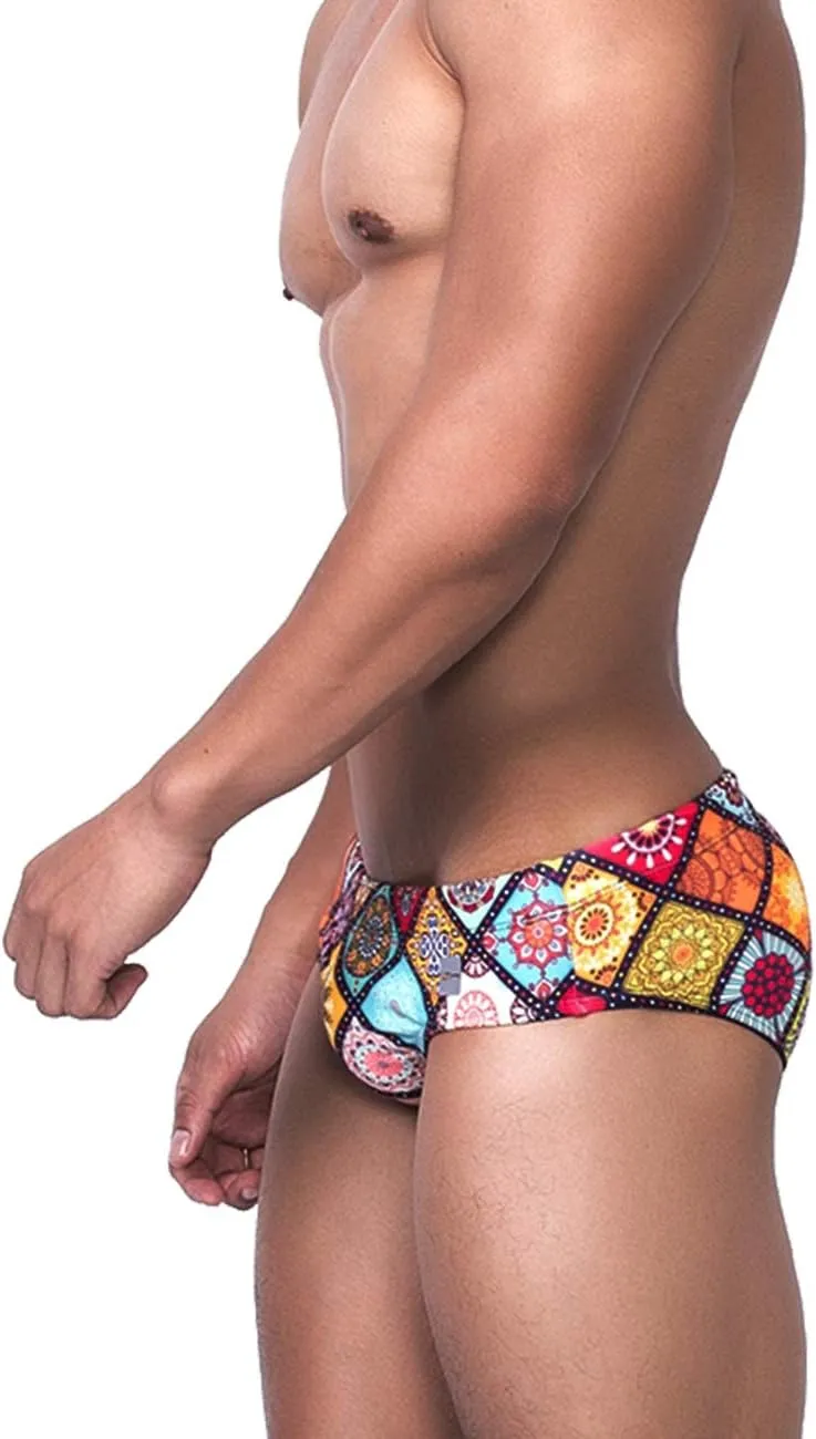 MIZOK Men's Nylon Swimsuit Quick Dry Bikini Swim Briefs Sexy Low Rise Bathing Suit