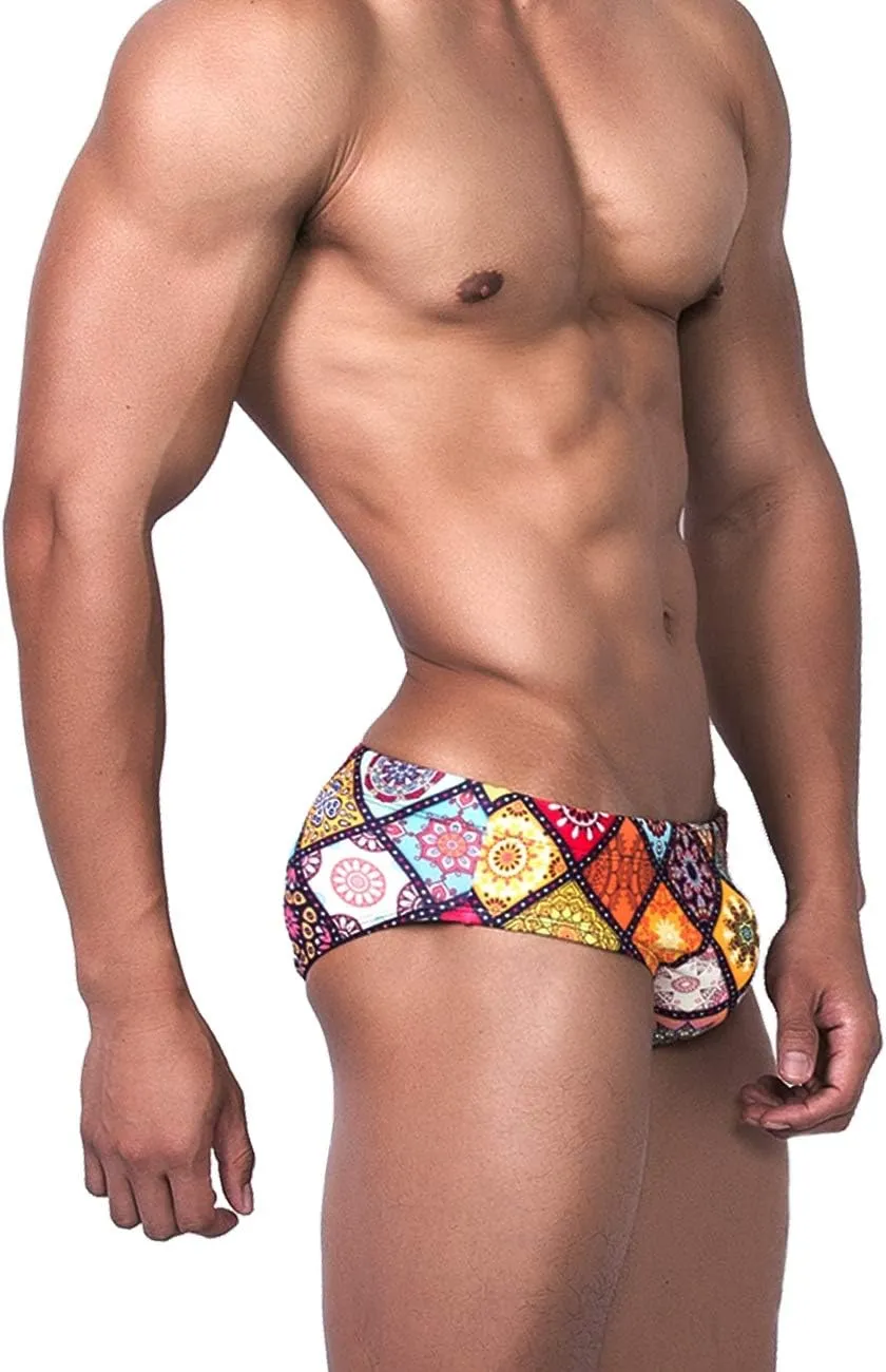 MIZOK Men's Nylon Swimsuit Quick Dry Bikini Swim Briefs Sexy Low Rise Bathing Suit