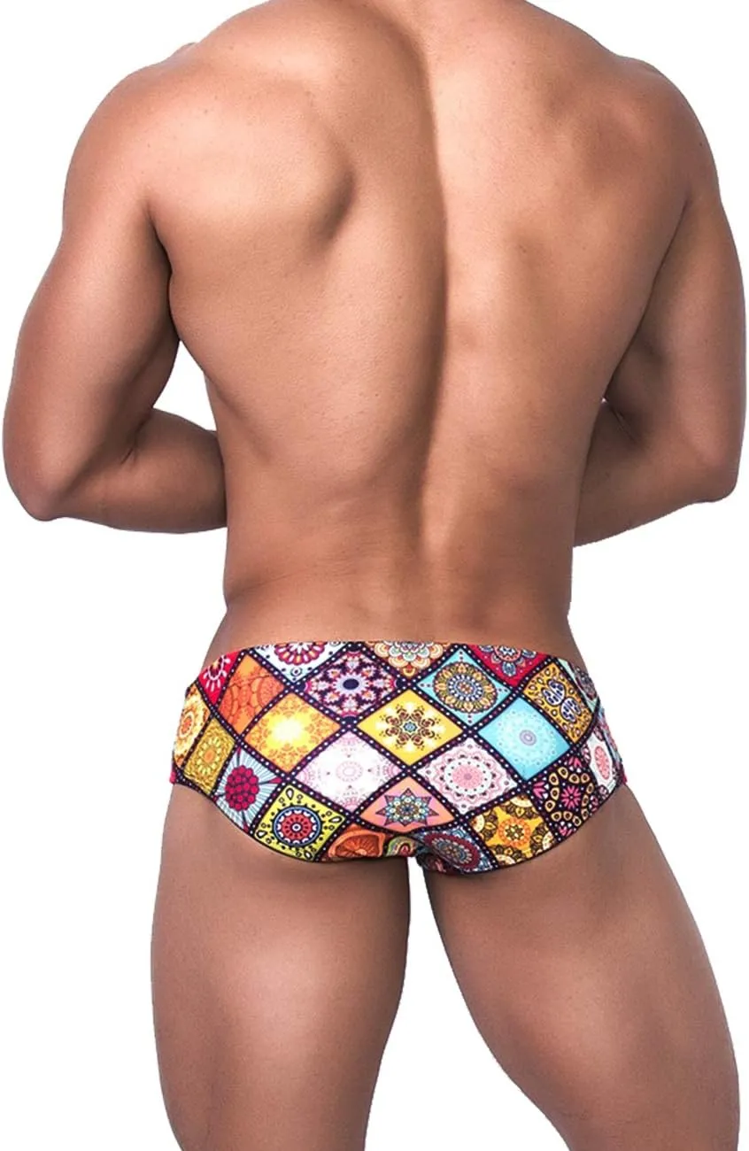 MIZOK Men's Nylon Swimsuit Quick Dry Bikini Swim Briefs Sexy Low Rise Bathing Suit