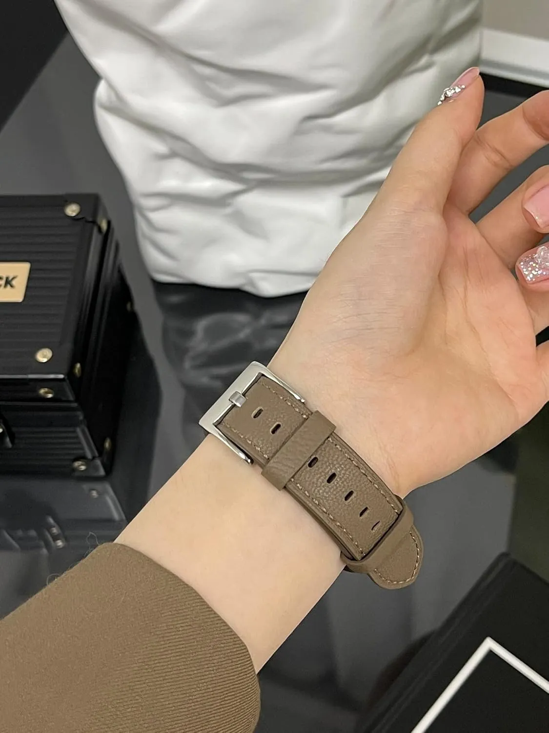 Moran Leather Watch Band Sheep Quick Release 20mm 22mm, Top Grain Leather Smartwatch Thin Strap Compatible for Samsung Galaxy Watch 6/5/4/3,Garmin,Fossil Watch