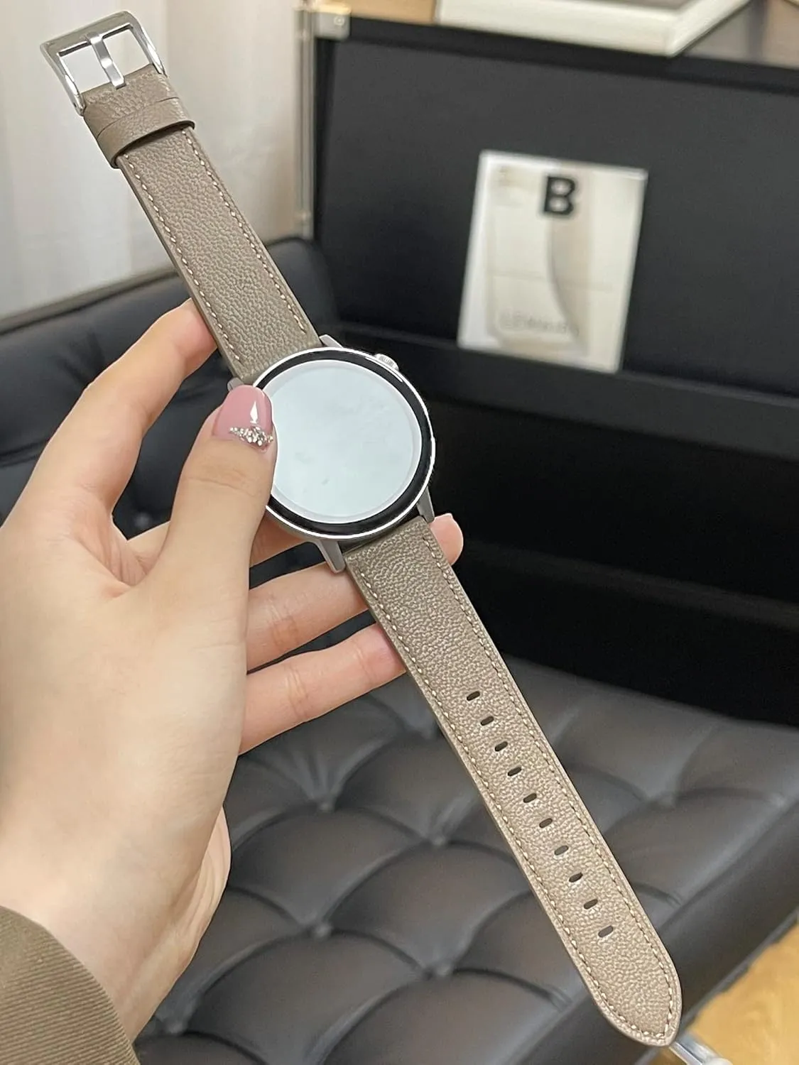 Moran Leather Watch Band Sheep Quick Release 20mm 22mm, Top Grain Leather Smartwatch Thin Strap Compatible for Samsung Galaxy Watch 6/5/4/3,Garmin,Fossil Watch