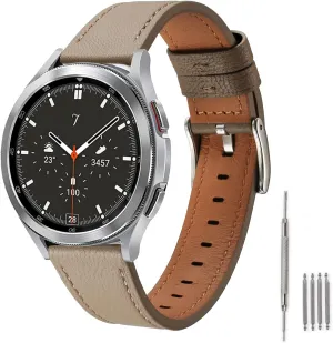 Moran Leather Watch Band Sheep Quick Release 20mm 22mm, Top Grain Leather Smartwatch Thin Strap Compatible for Samsung Galaxy Watch 6/5/4/3,Garmin,Fossil Watch