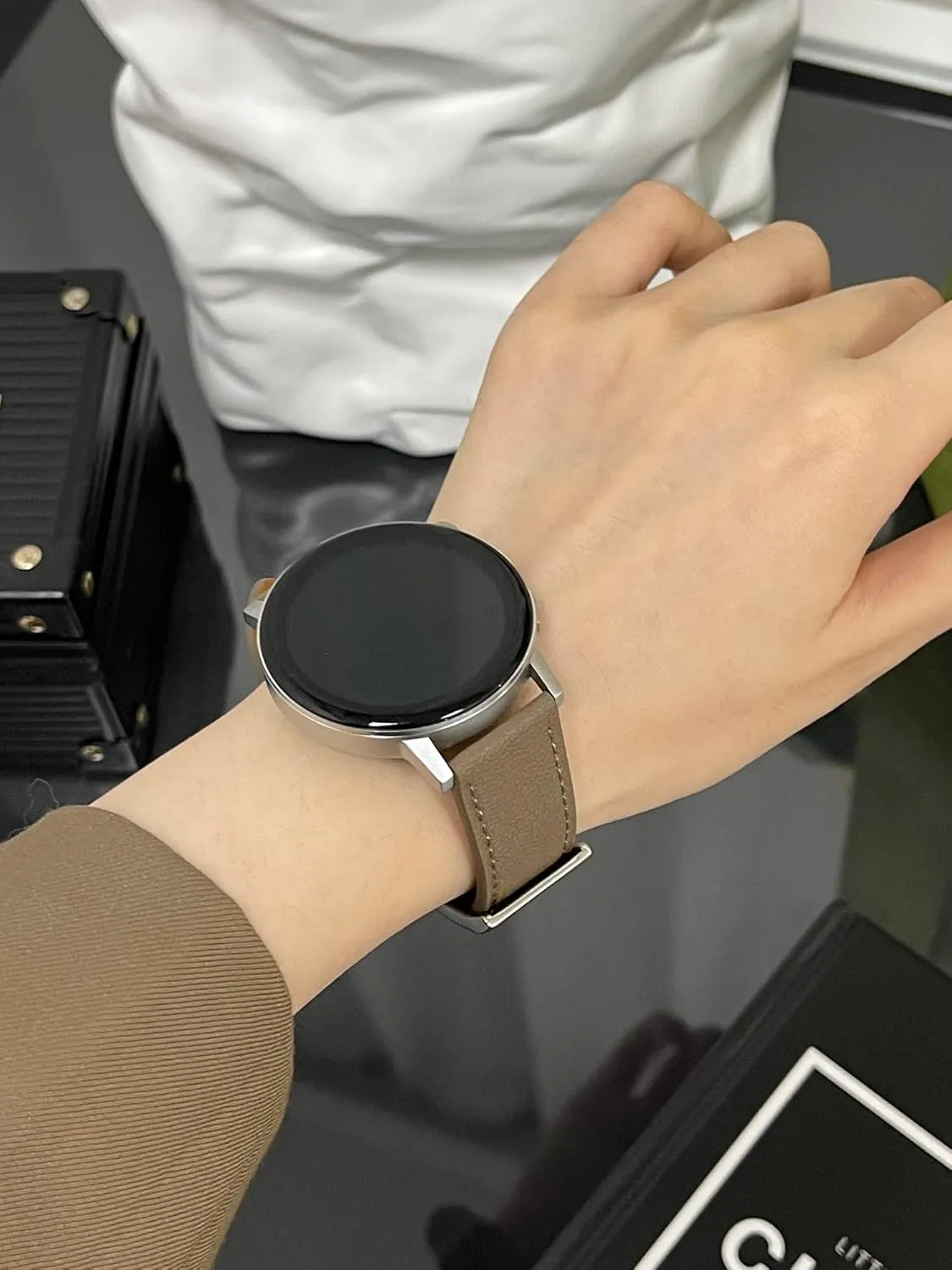 Moran Leather Watch Band Sheep Quick Release 20mm 22mm, Top Grain Leather Smartwatch Thin Strap Compatible for Samsung Galaxy Watch 6/5/4/3,Garmin,Fossil Watch