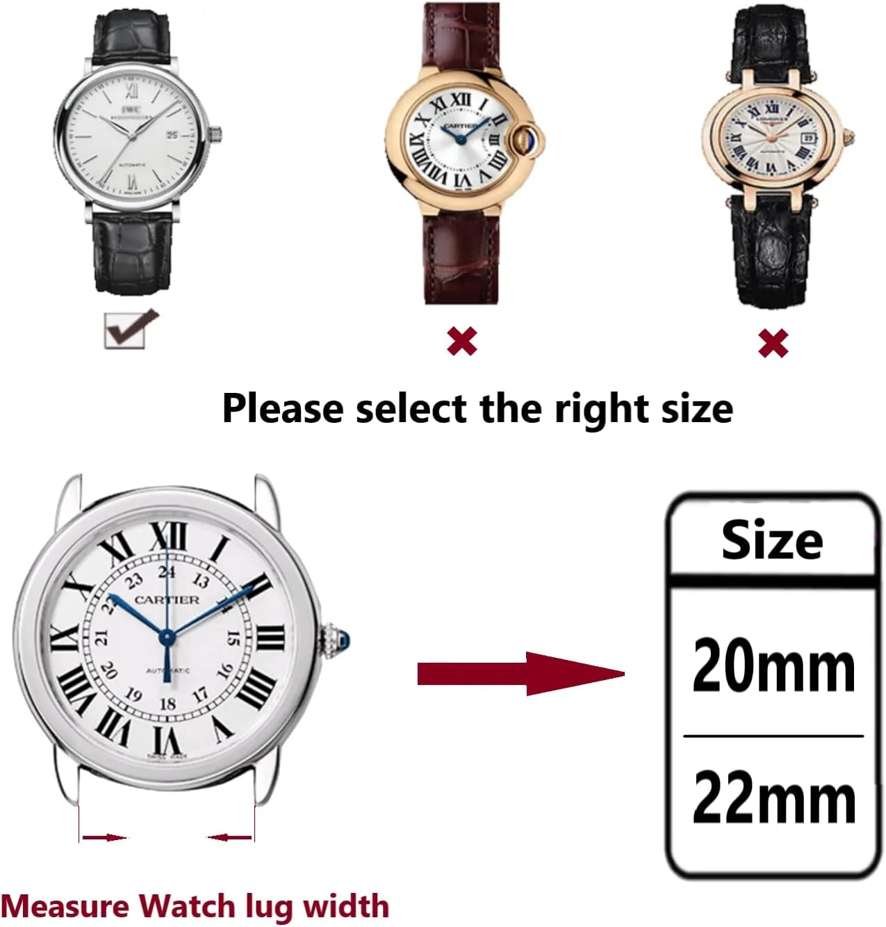 Moran Leather Watch Band Sheep Quick Release 20mm 22mm, Top Grain Leather Smartwatch Thin Strap Compatible for Samsung Galaxy Watch 6/5/4/3,Garmin,Fossil Watch