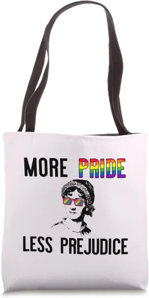 MORE PRIDE LESS PREJUDICE Jane Austen LGBT Sunglasses Meme Tote Bag