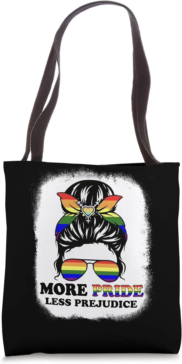 More Pride Less Prejudice Lgbt Gay Proud Ally Pride Month Tote Bag