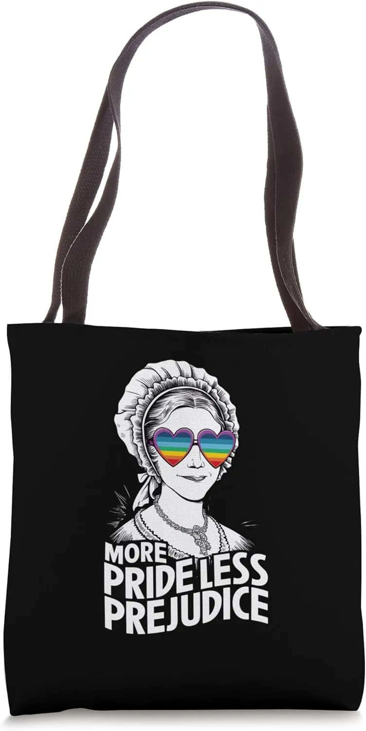 More Pride Less Prejudice LGBT Pride Month Funny Tote Bag