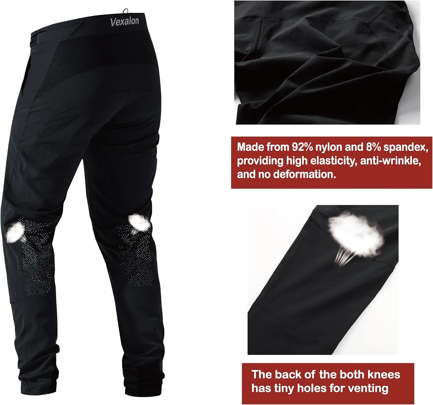 Mountain Bike Pants，BMX Riding Pants for Mens, Quick-Dry Lightweight Breathable Cycling Bicycle Downhill Bike Pants