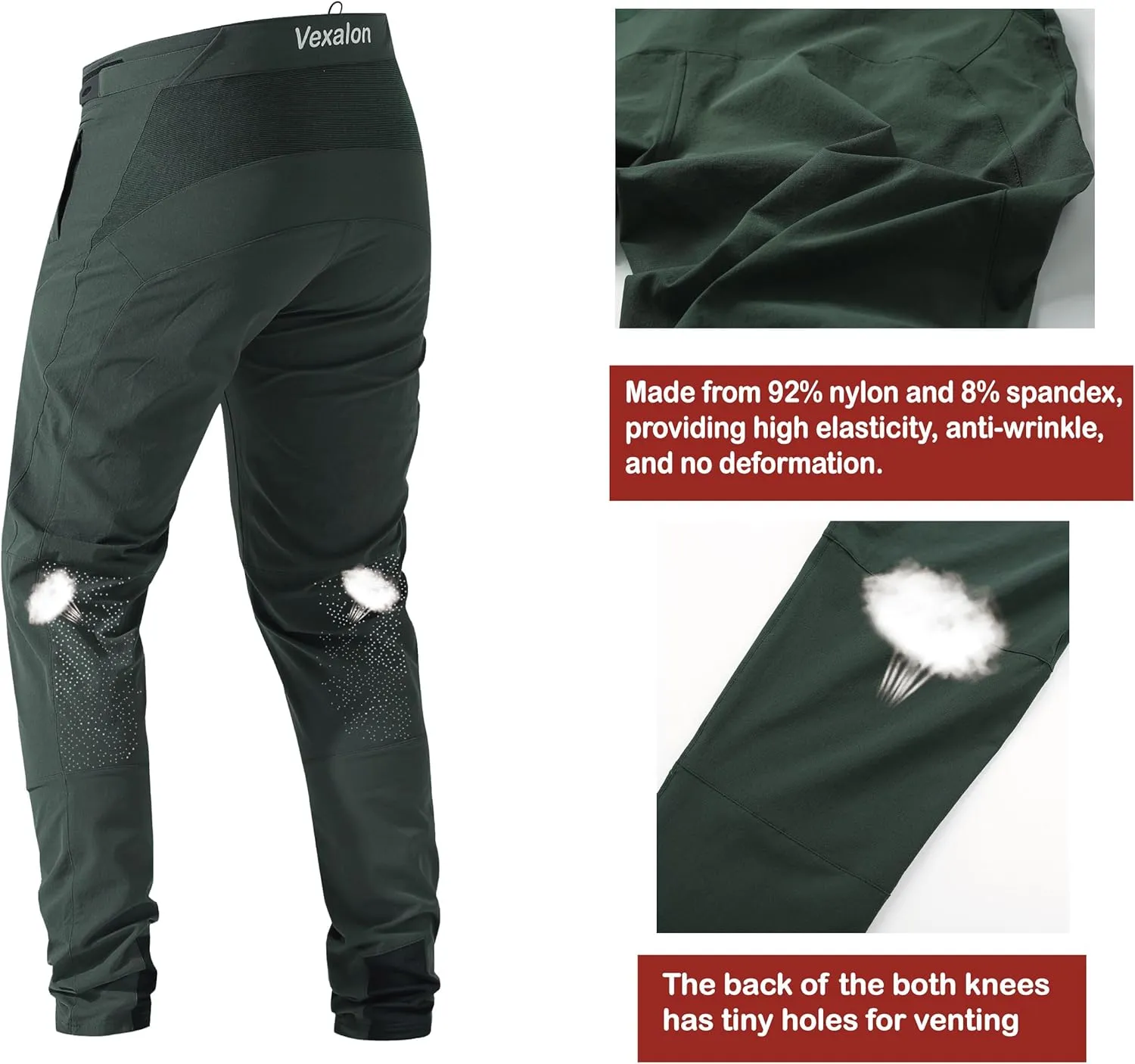 Mountain Bike Pants，BMX Riding Pants for Mens, Quick-Dry Lightweight Breathable Cycling Bicycle Downhill Bike Pants
