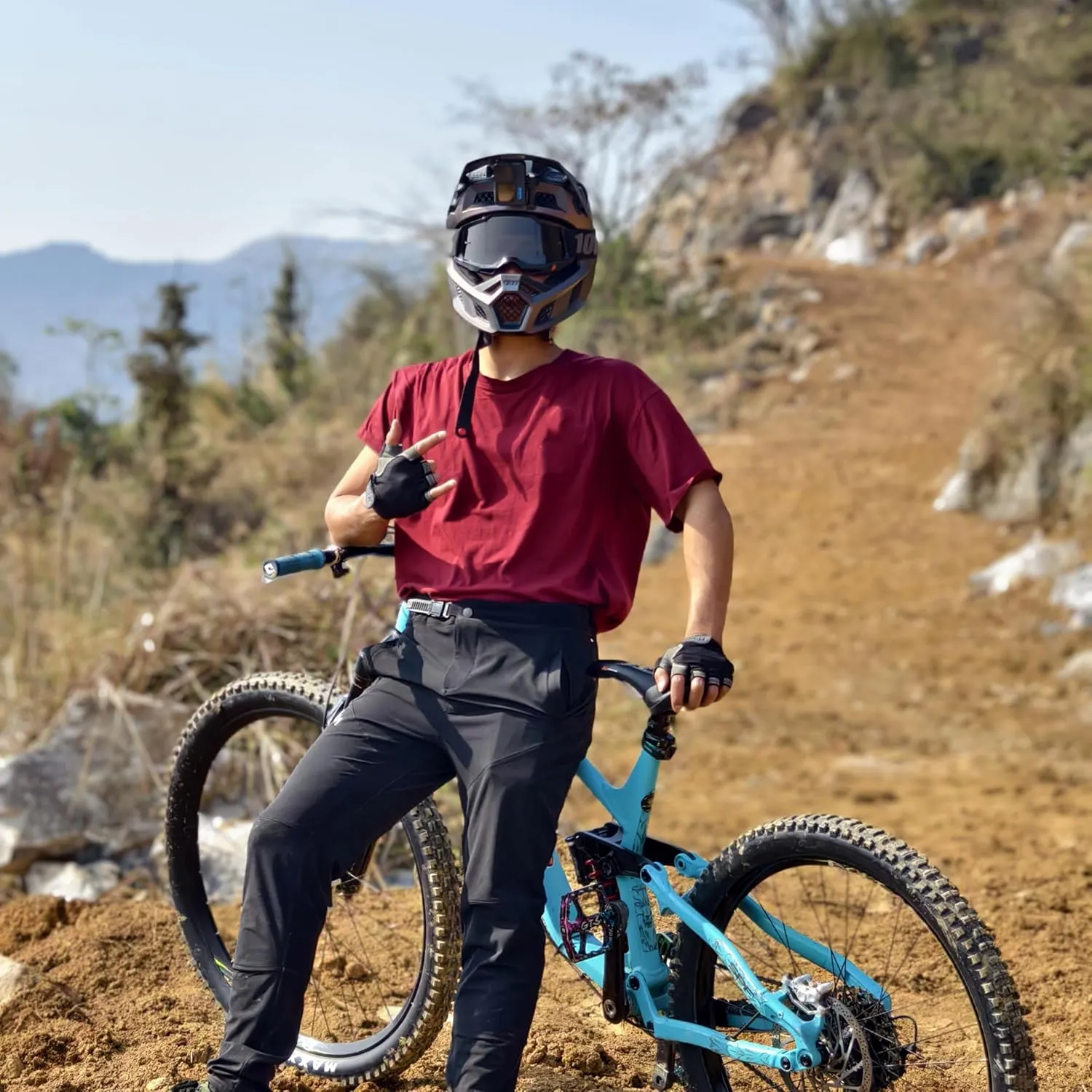 Mountain Bike Pants，BMX Riding Pants for Mens, Quick-Dry Lightweight Breathable Cycling Bicycle Downhill Bike Pants