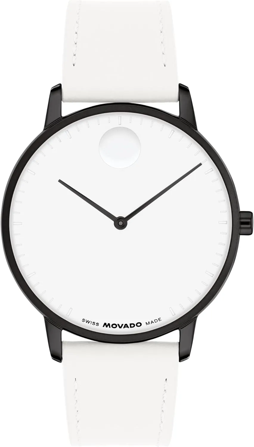 Movado Face Collection - Swiss Quartz Watch with 2H Movement, Leather Strap - Water Resistant 3ATM - Luxury Fashion Timepiece - Gift for Him and Her - 39mm