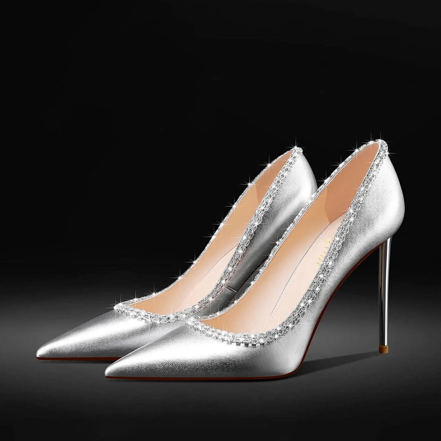 MSONLYDN High Heels Women Comfortable Stiletto Pumps Heel Leather Pumps Dress Women Pump Heels Women D'Orsay Heels 4 inch