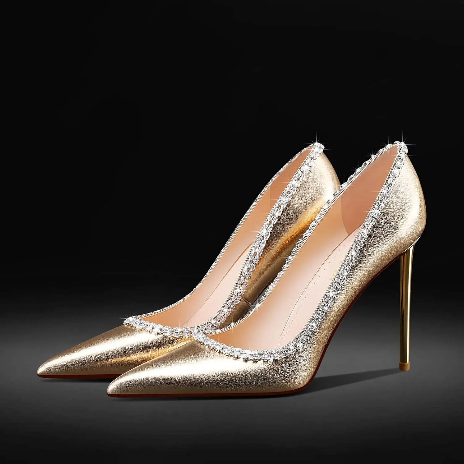 MSONLYDN High Heels Women Comfortable Stiletto Pumps Heel Leather Pumps Dress Women Pump Heels Women D'Orsay Heels 4 inch