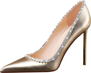 MSONLYDN High Heels Women Comfortable Stiletto Pumps Heel Leather Pumps Dress Women Pump Heels Women D'Orsay Heels 4 inch