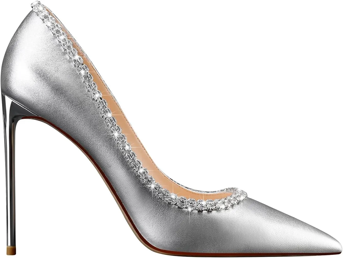 MSONLYDN High Heels Women Comfortable Stiletto Pumps Heel Leather Pumps Dress Women Pump Heels Women D'Orsay Heels 4 inch
