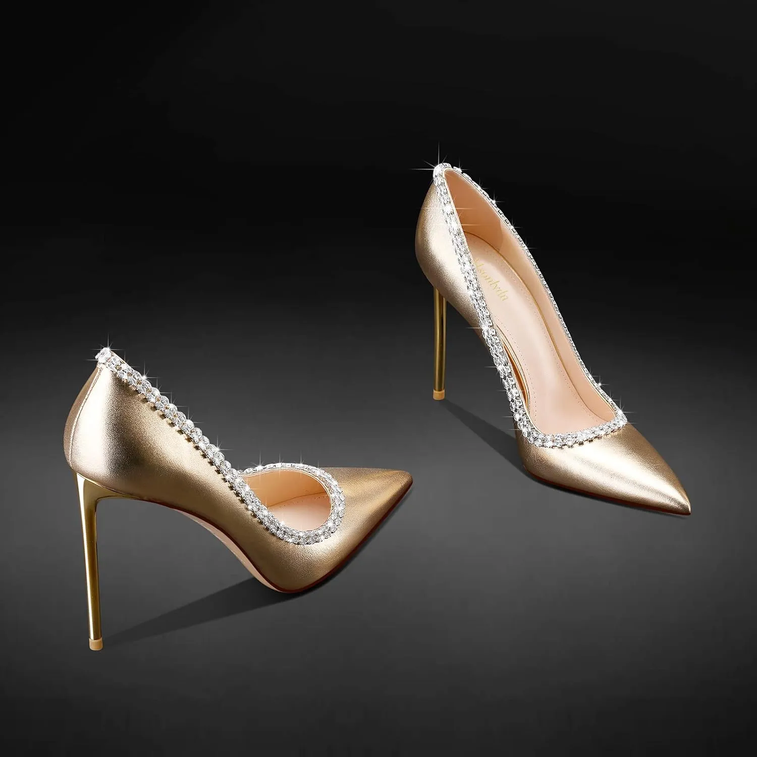 MSONLYDN High Heels Women Comfortable Stiletto Pumps Heel Leather Pumps Dress Women Pump Heels Women D'Orsay Heels 4 inch