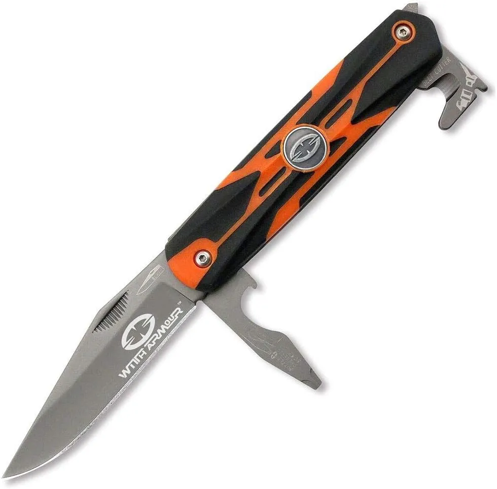 Multi-Tool Pocket Knife Ranger 5-in-1 Multi-Purpose Folding Knives Grey Titanium Coated Stainless Steel for Outdoor