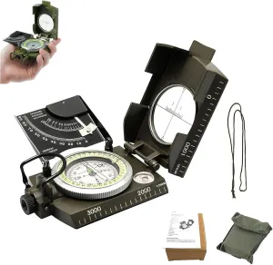 Multifunctional Aiming Navigation Luminous Compass Sighting Navigation Compass with Inclinometer Camping Survival Compass Glow in The Dark for Hiking Camping