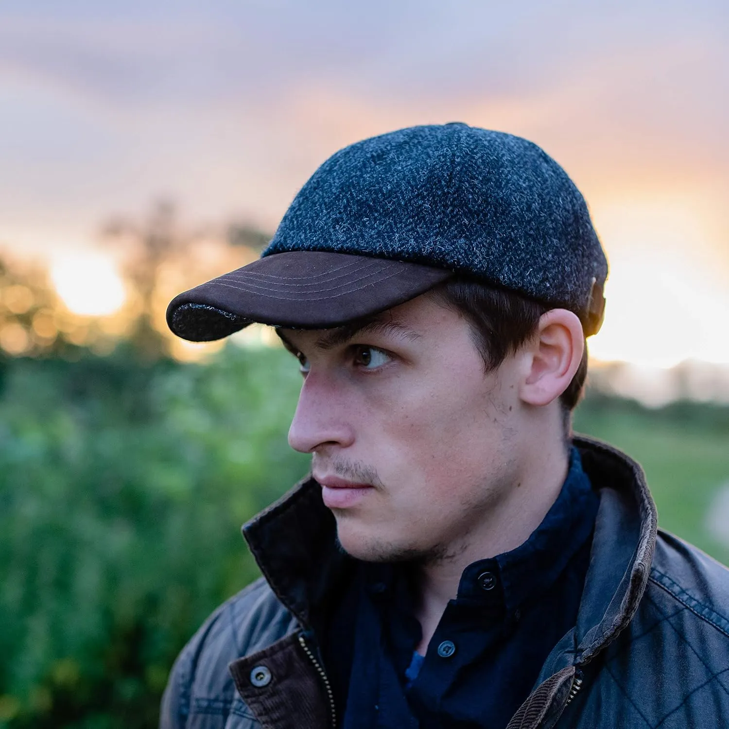 Munro - Premium Baseball Cap - Harris Tweed and Nubuck Leather
