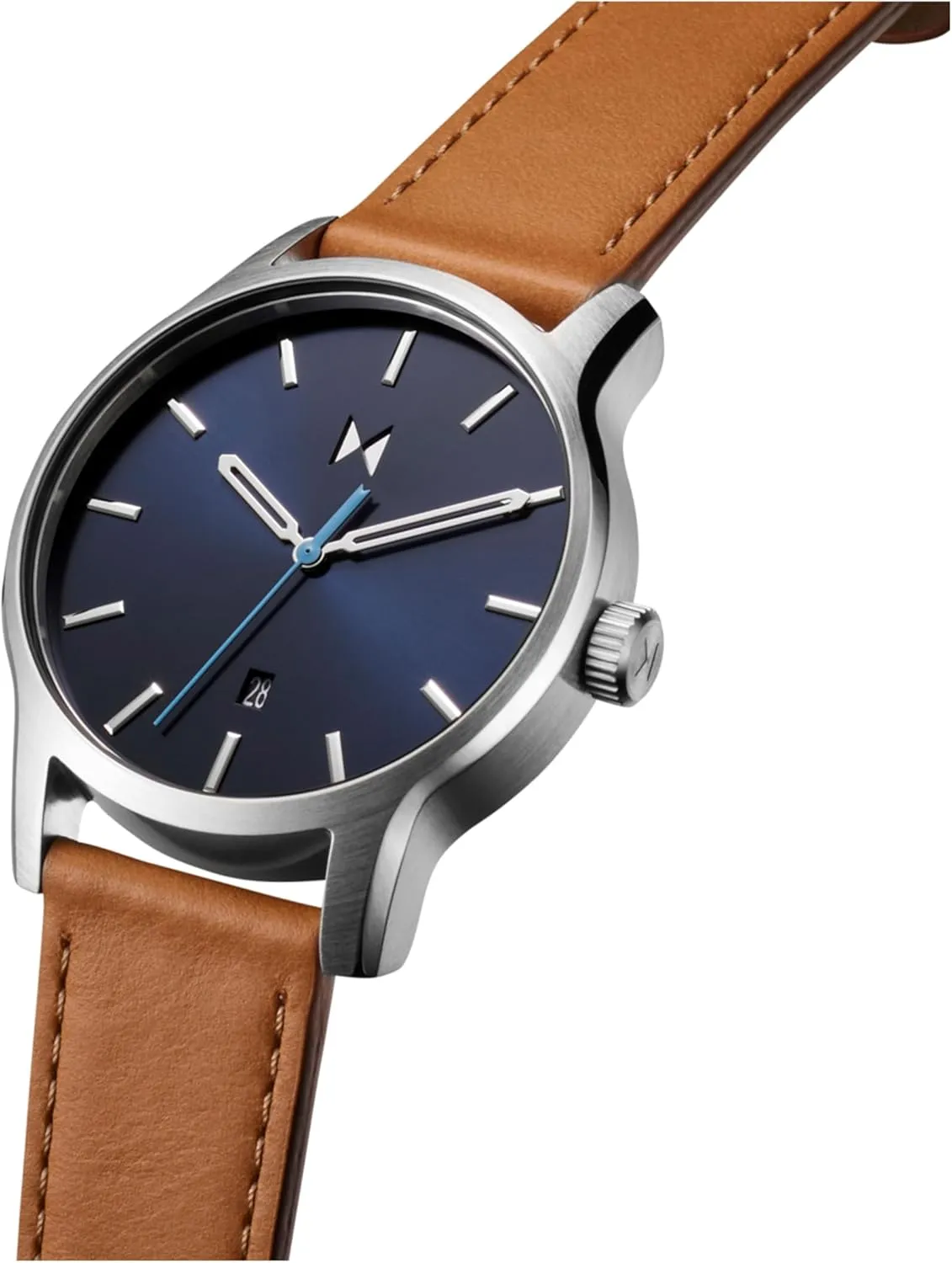 MVMT Classic II Men's 3 Hand Quartz Watch, Leather Strap, Stainless Steel, Water Resistant up to 5ATM/50 Meters - Everyday Sport Wear for Him - 44mm