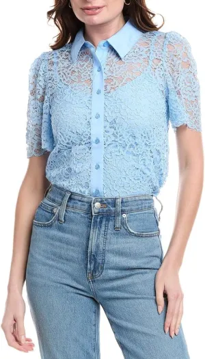 Nanette Nanette Lepore Womens Lace Top, L, Blue