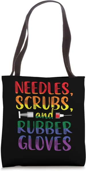 Needles Scrubs Rubber Gloves LGBT-Q Gay Pride Rainbow Tote Bag