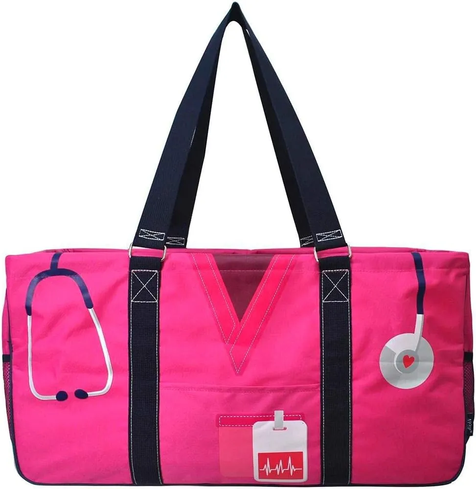 NGIL All Purpose Open Top 23" Classic Extra Large Utility Tote Bag 2020 Collection (Nurse Scrub Hot Pink)