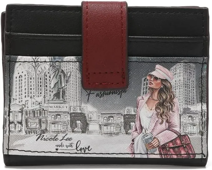 NICOLE LEE 3 Pieces Accessories Gift Value Set (Wallet Crossbody, Small Card Case, Diamond Fashion Watch)