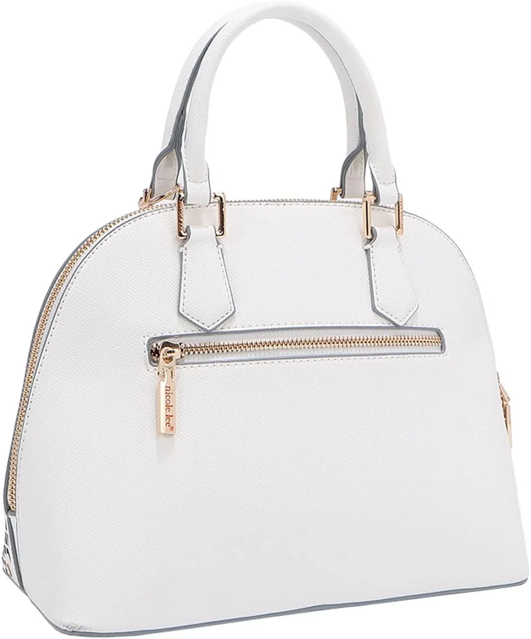 Nicole Lee Dome Satchel, Vegan Leather, Laser-cut Floral Pattern