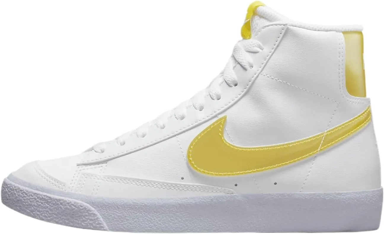 Nike Boy's Blazer Mid '77 (Big Kid), White/Vivid Orange-Citron Tint, 4 M US